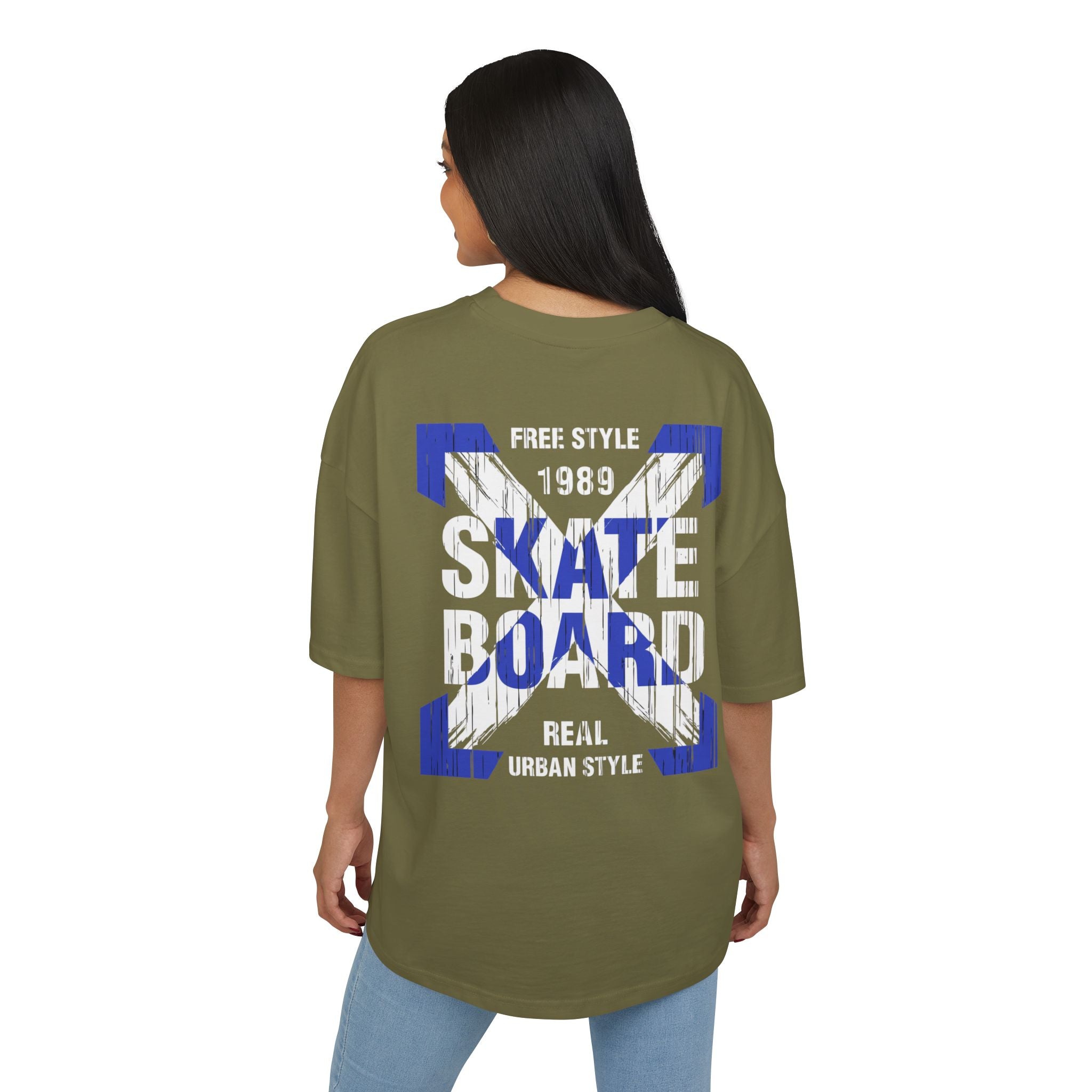 Skateboard Graphic Box Tee Dropped Shoulder Design - Unisex Heavy Cotton T-Shirt