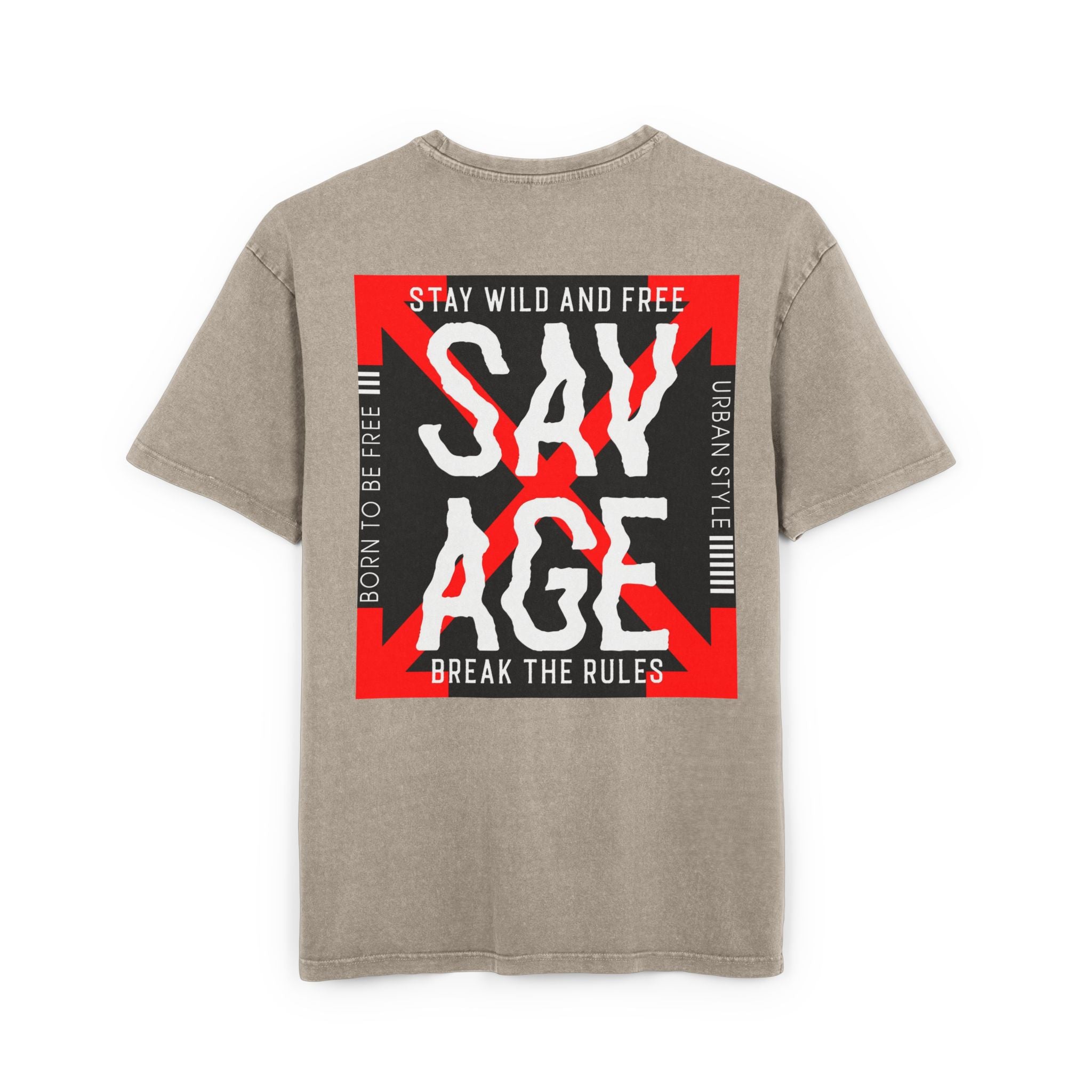 Savage Acid Washed Oversize Tee - Stay Wild and Free