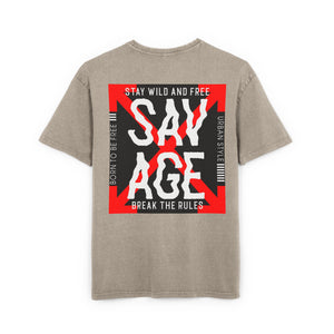 Savage Acid Washed Oversize Tee - Stay Wild and Free