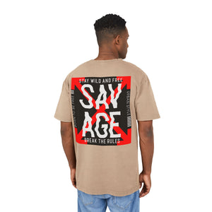 Savage Acid Washed Oversize Tee - Stay Wild and Free