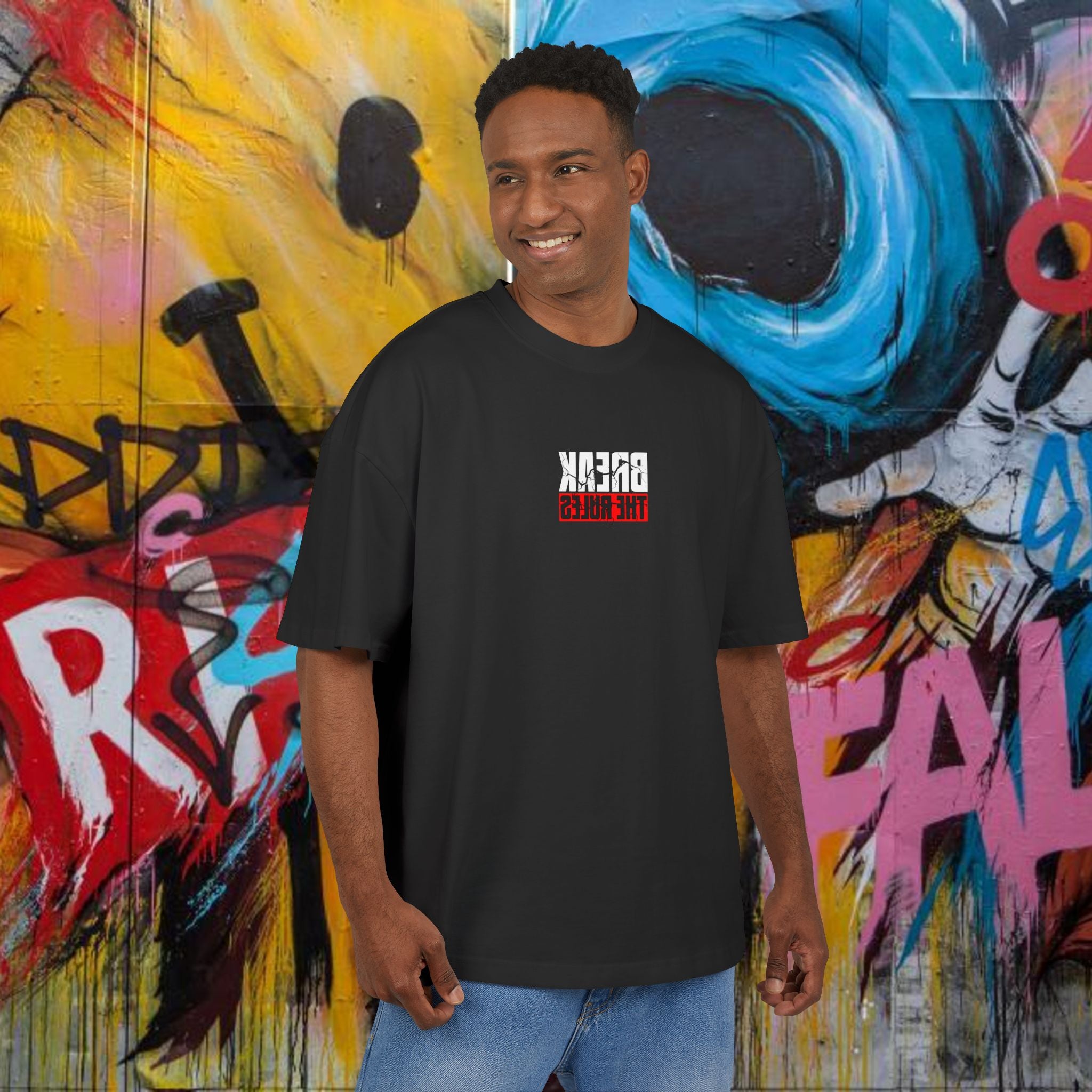 Skateboard Graphic Box Tee Dropped Shoulder Design - Unisex Heavy Cotton T-Shirt