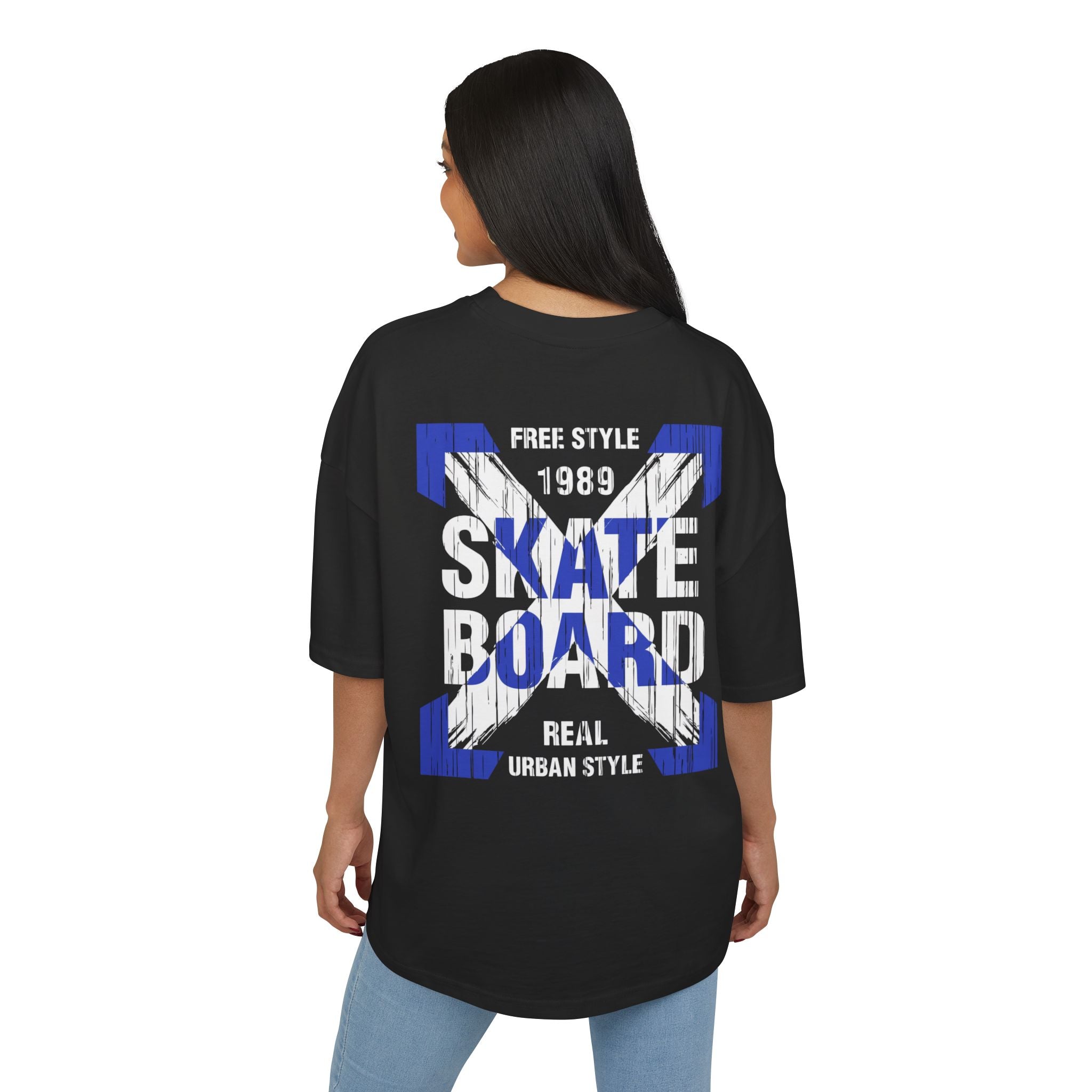 Skateboard Graphic Box Tee Dropped Shoulder Design - Unisex Heavy Cotton T-Shirt