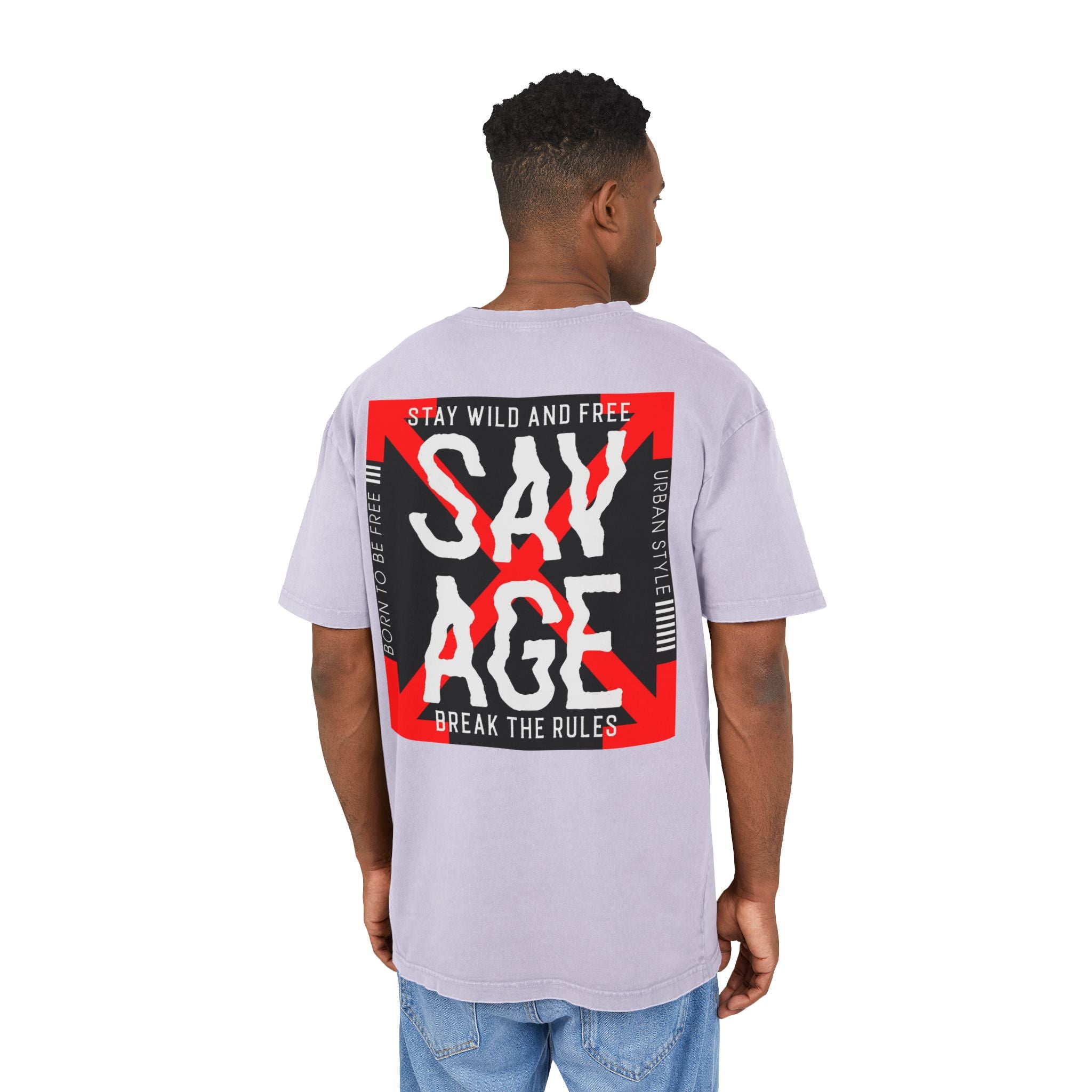 Savage Acid Washed Oversize Tee - Stay Wild and Free