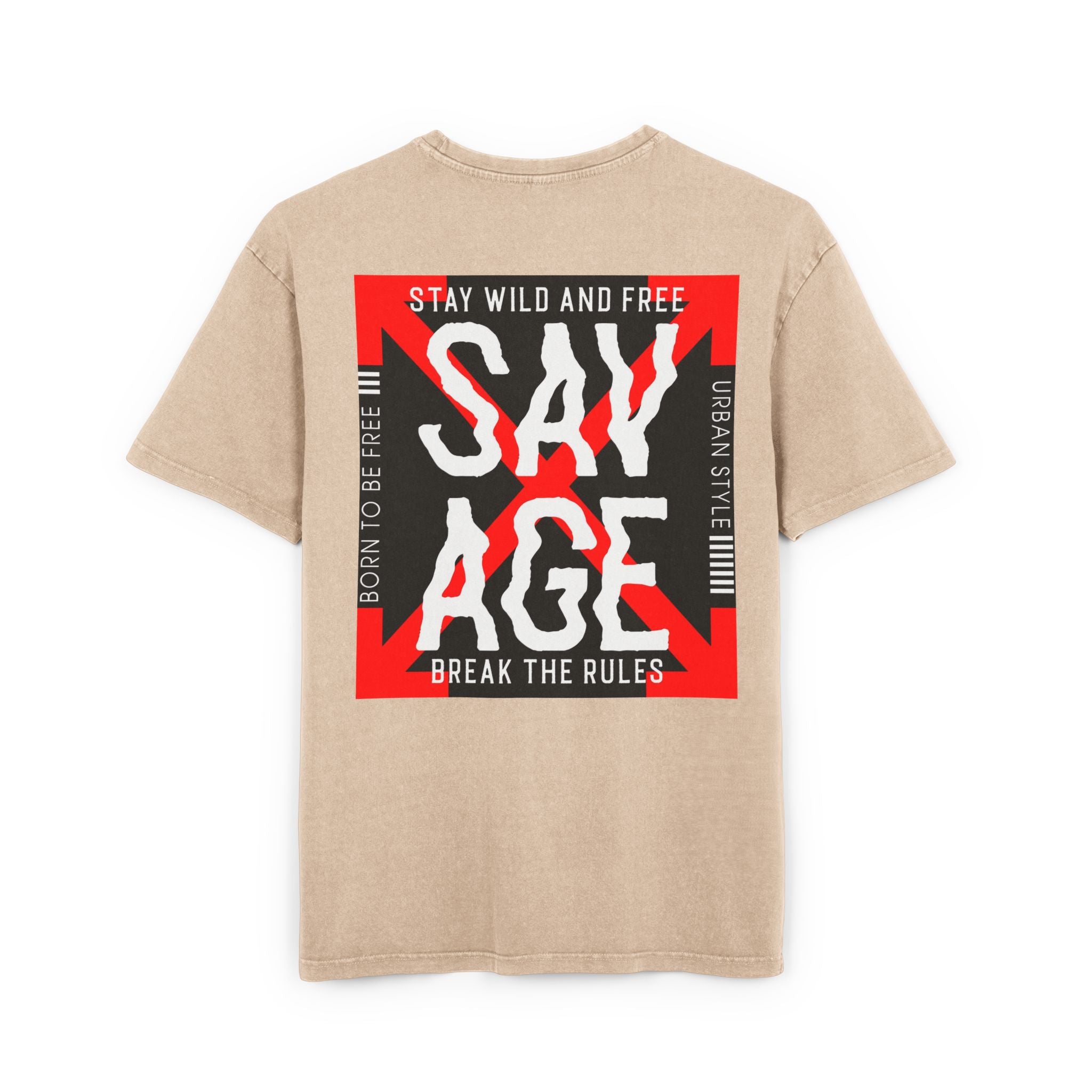 Savage Acid Washed Oversize Tee - Stay Wild and Free