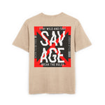 Savage Acid Washed Oversize Tee - Stay Wild and Free