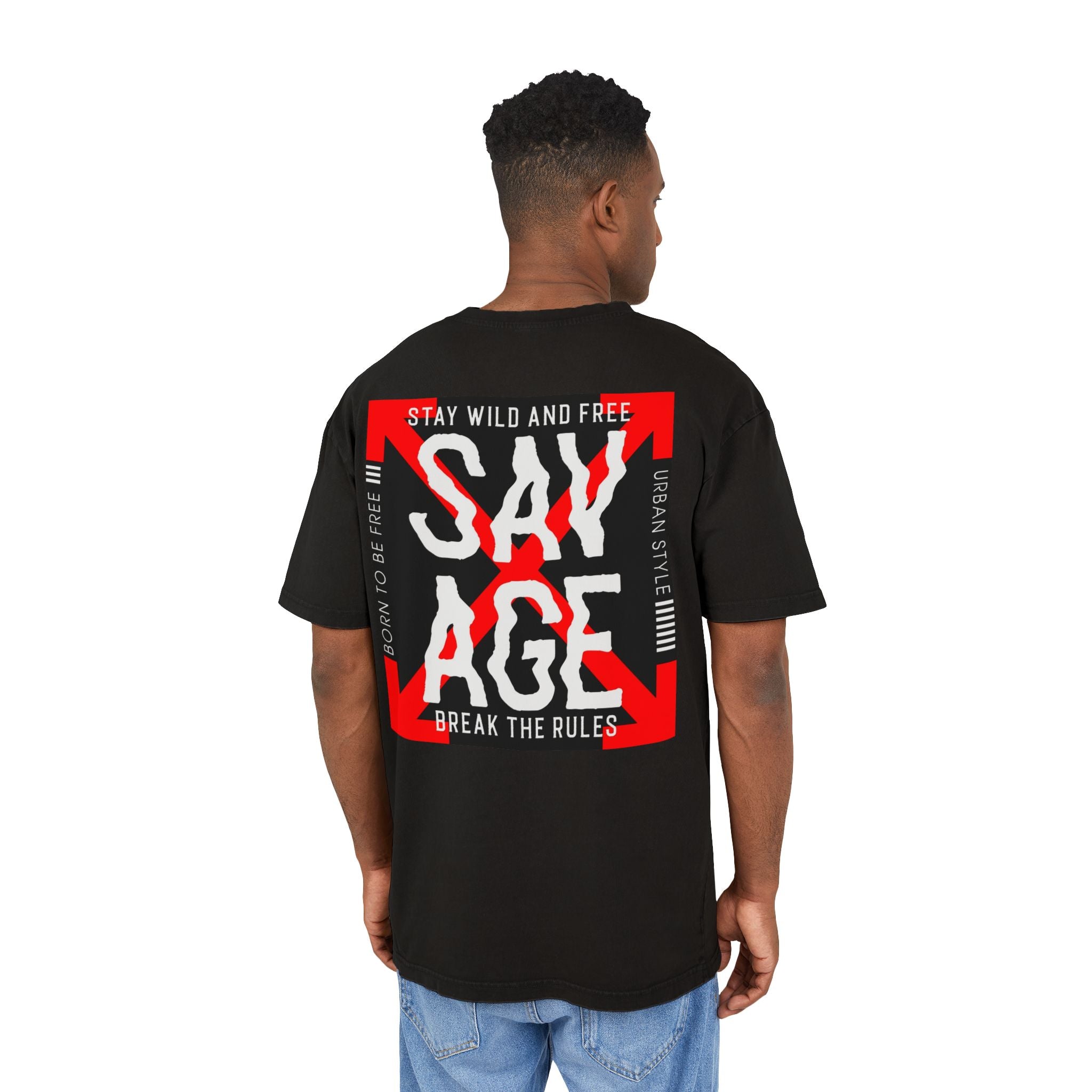 Savage Acid Washed Oversize Tee - Stay Wild and Free