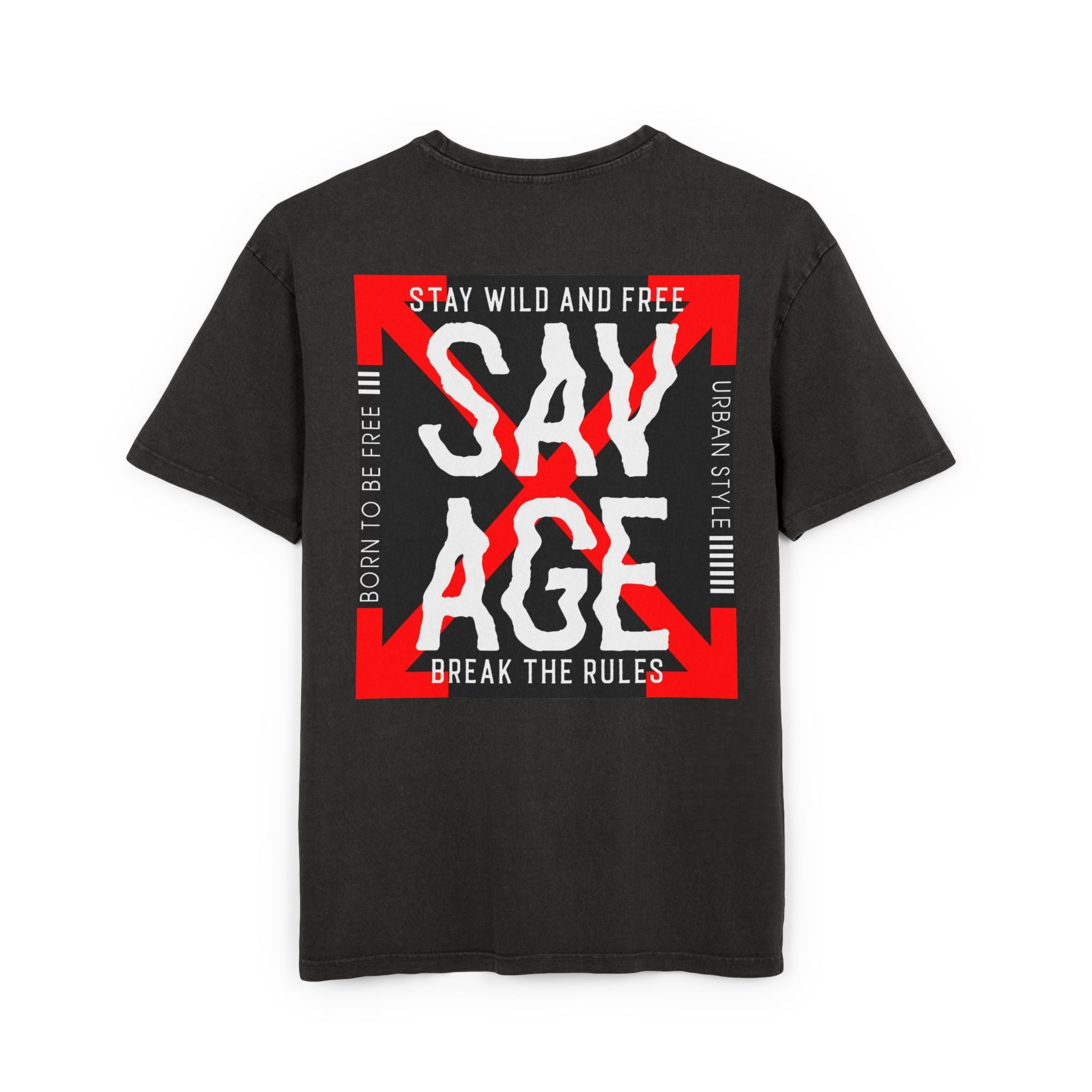 Savage Acid Washed Oversize Tee - Stay Wild and Free