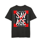 Savage Acid Washed Oversize Tee - Stay Wild and Free