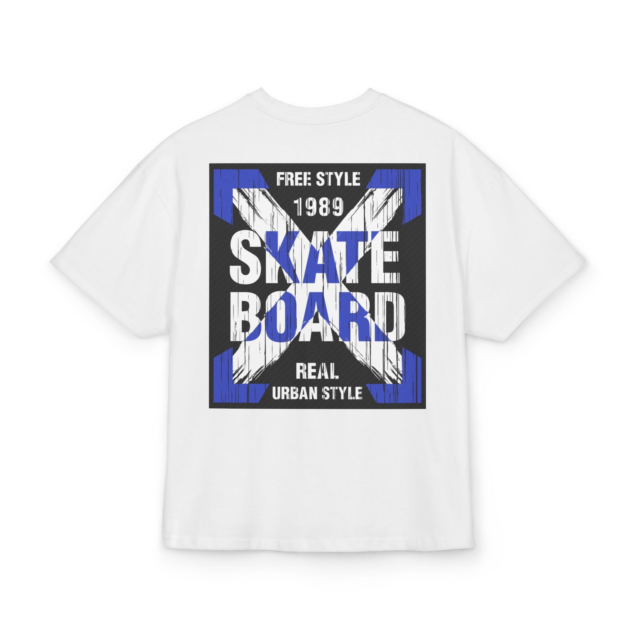 Skateboard Graphic Box Tee Dropped Shoulder Design - Unisex Heavy Cotton T-Shirt