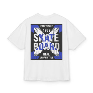 Skateboard Graphic Box Tee Dropped Shoulder Design - Unisex Heavy Cotton T-Shirt