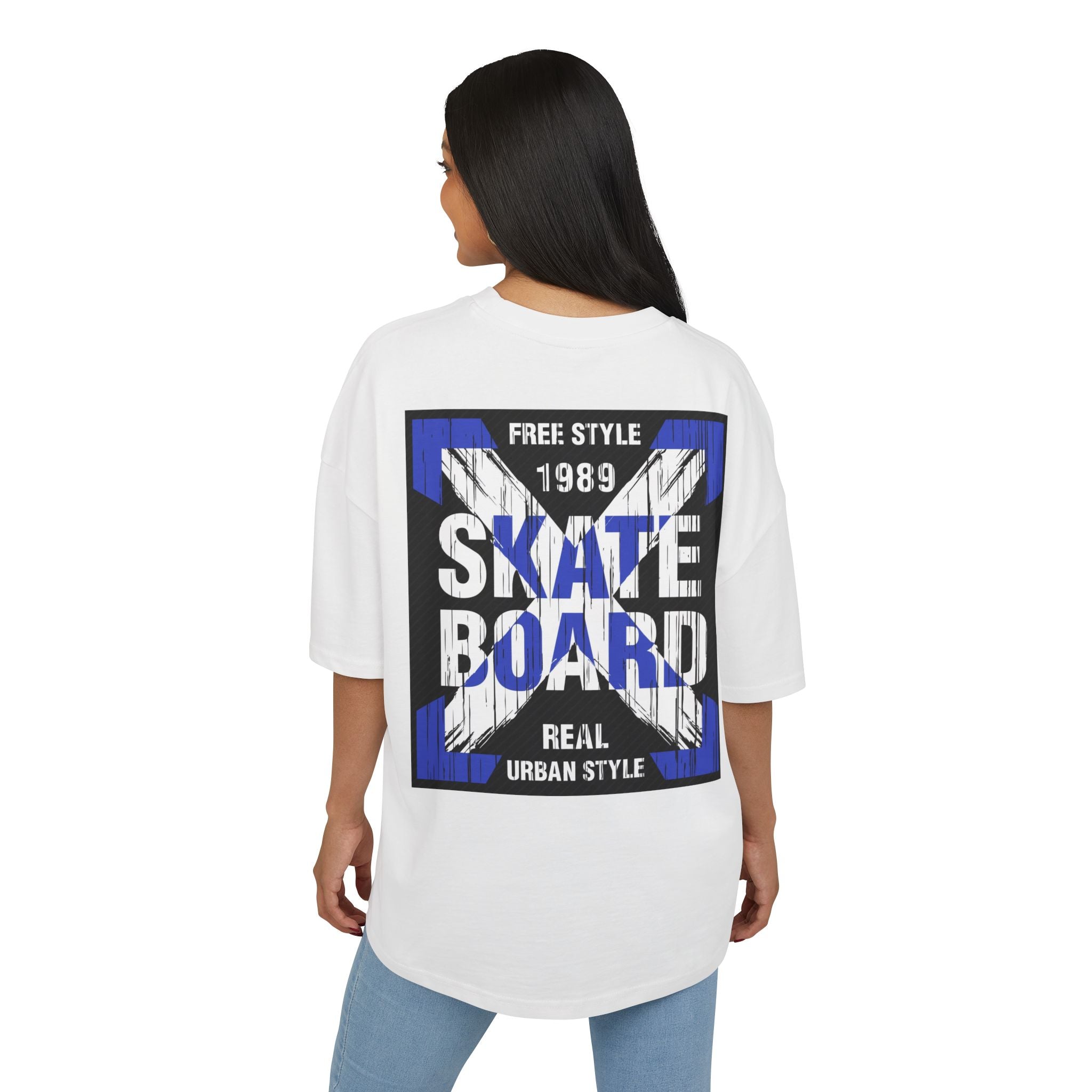 Skateboard Graphic Box Tee Dropped Shoulder Design - Unisex Heavy Cotton T-Shirt