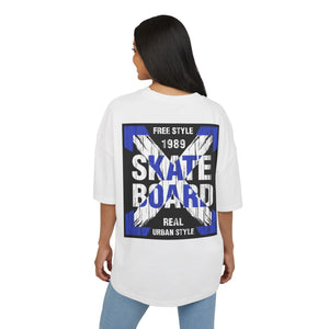 Skateboard Graphic Box Tee Dropped Shoulder Design - Unisex Heavy Cotton T-Shirt