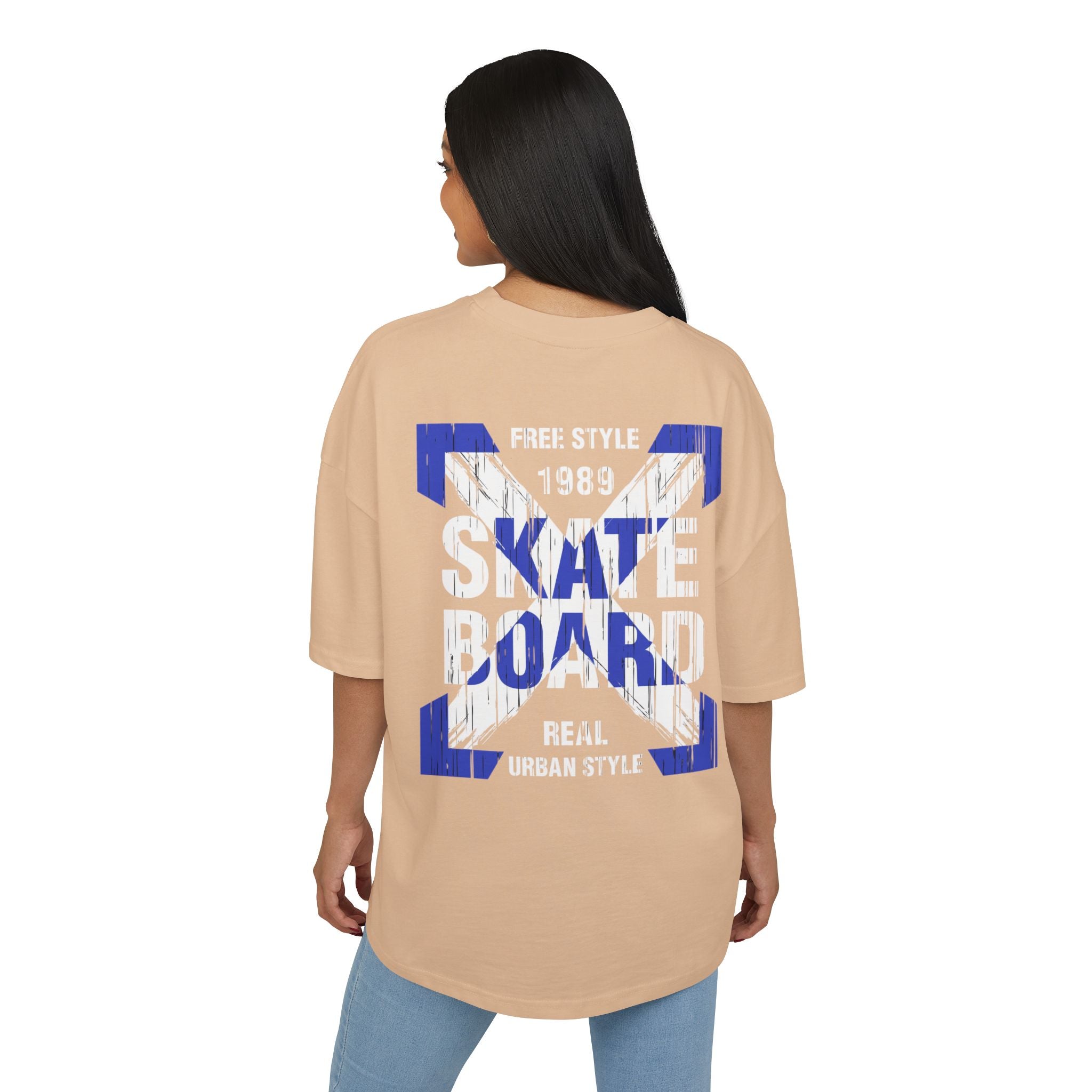 Skateboard Graphic Box Tee Dropped Shoulder Design - Unisex Heavy Cotton T-Shirt