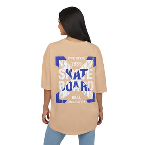Skateboard Graphic Box Tee Dropped Shoulder Design - Unisex Heavy Cotton T-Shirt