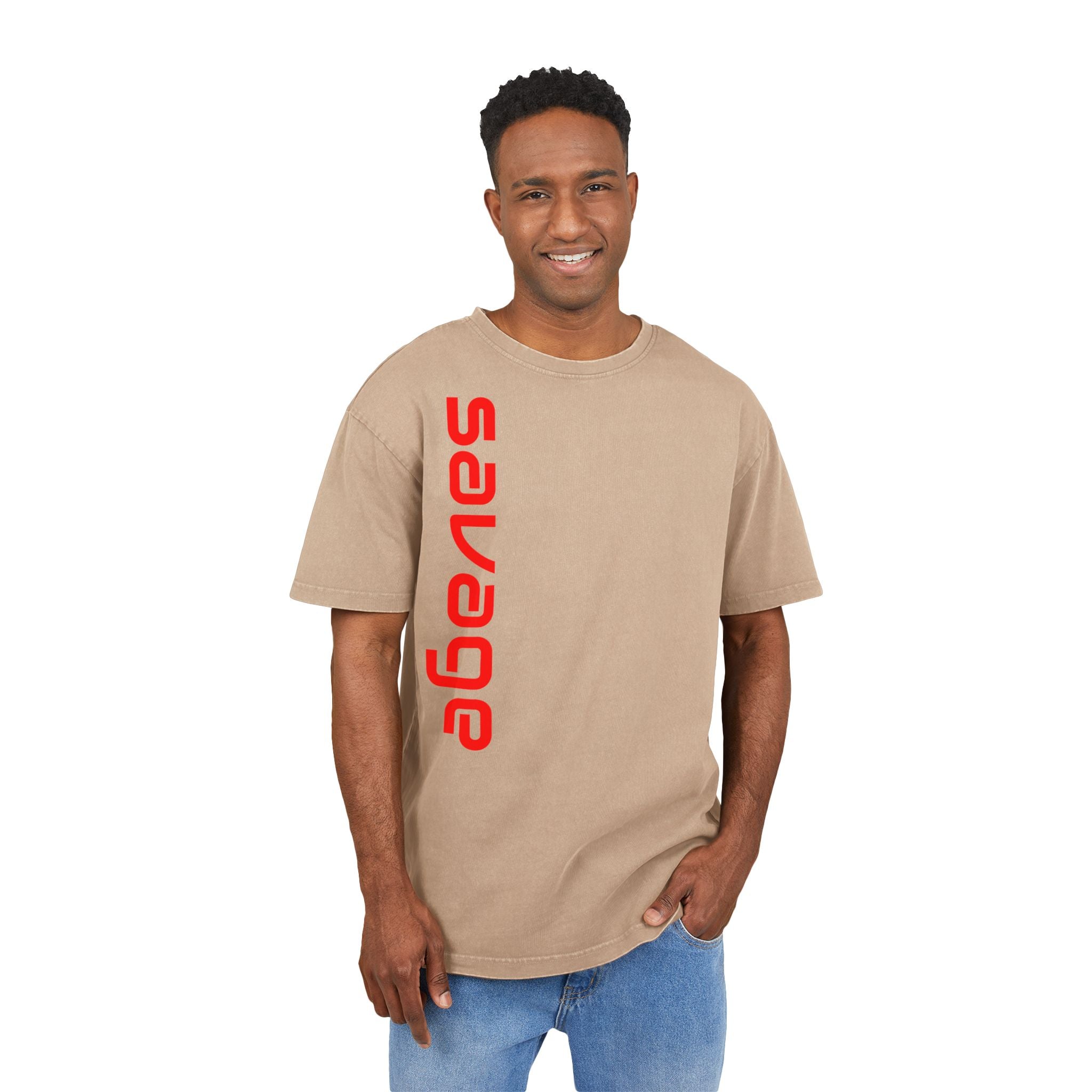 Savage Acid Washed Oversize Tee - Stay Wild and Free