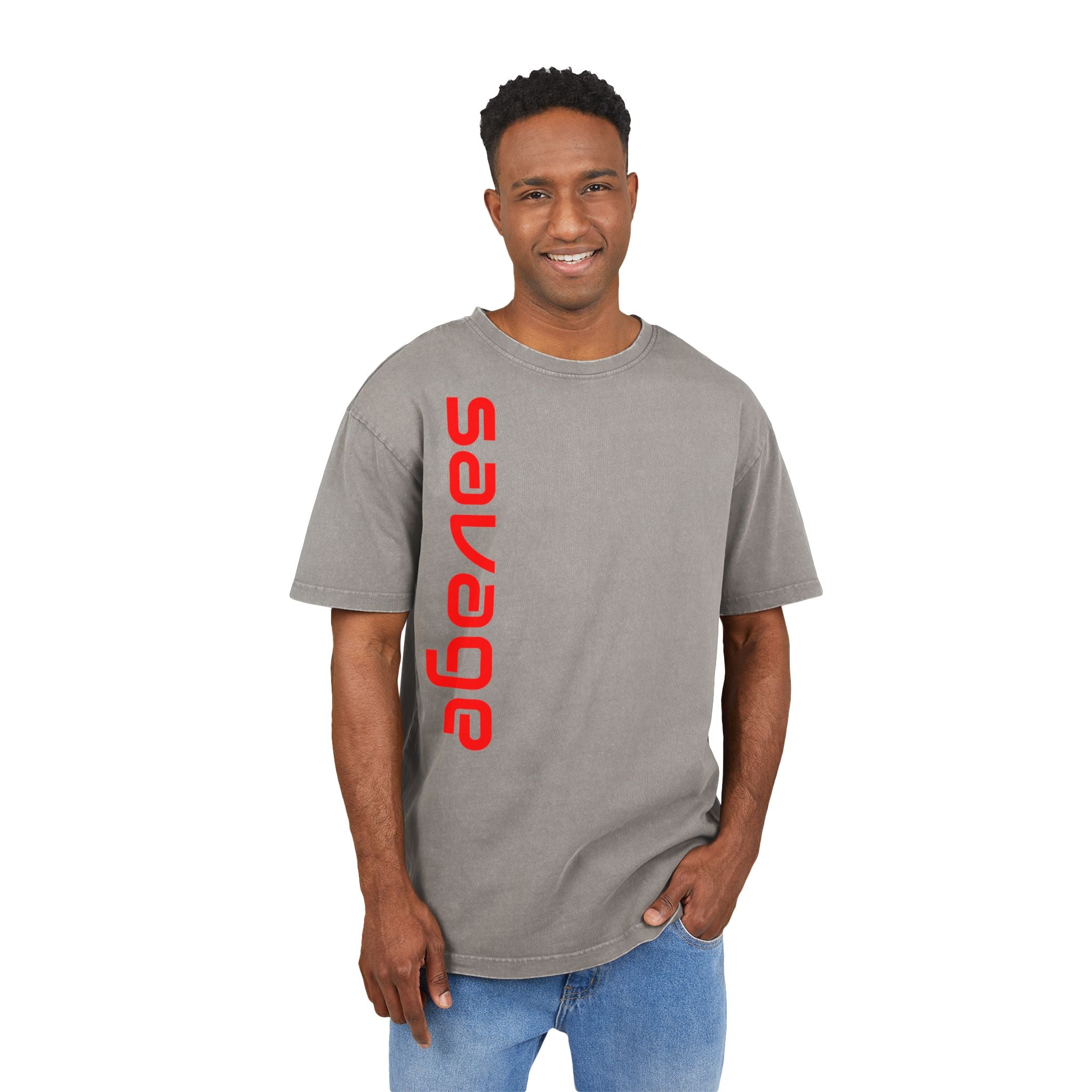 Savage Acid Washed Oversize Tee - Stay Wild and Free