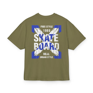 Skateboard Graphic Box Tee Dropped Shoulder Design - Unisex Heavy Cotton T-Shirt