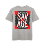 Savage Acid Washed Oversize Tee - Stay Wild and Free
