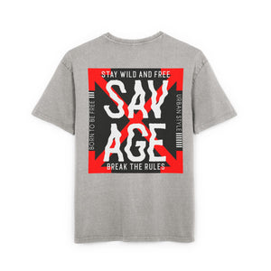 Savage Acid Washed Oversize Tee - Stay Wild and Free